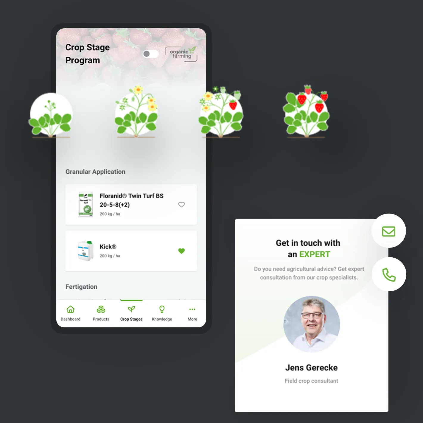 Mockups der App Crop Companion