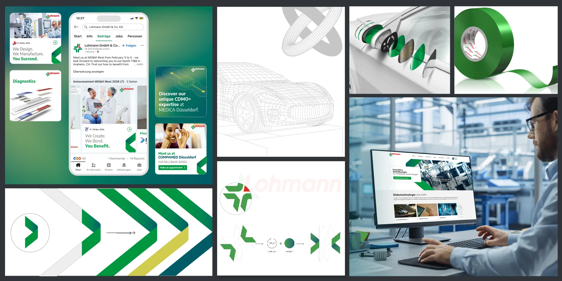 Beispiele des Lohmann Rebrandings.