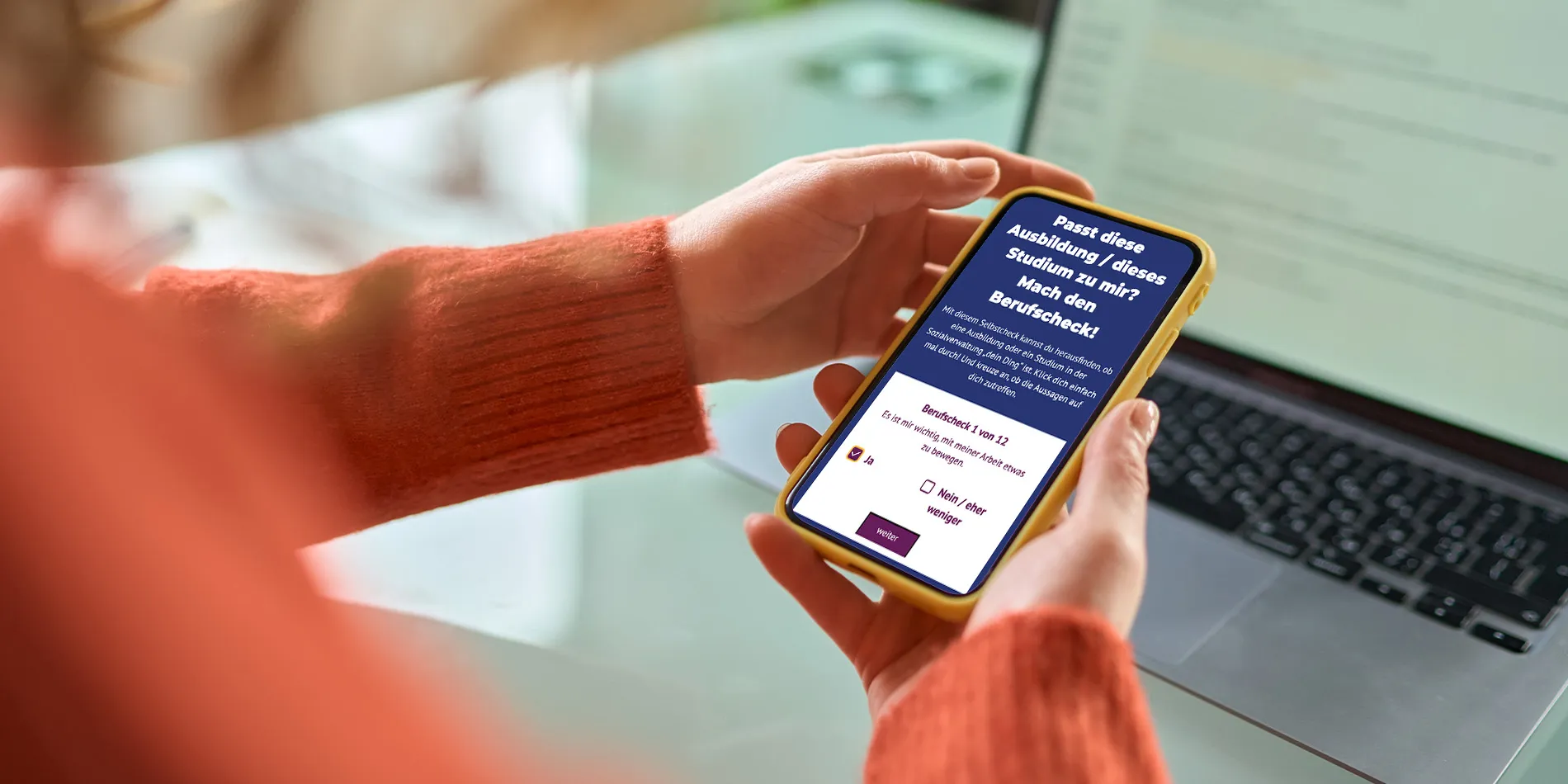 Die Website auf einem Smartphone