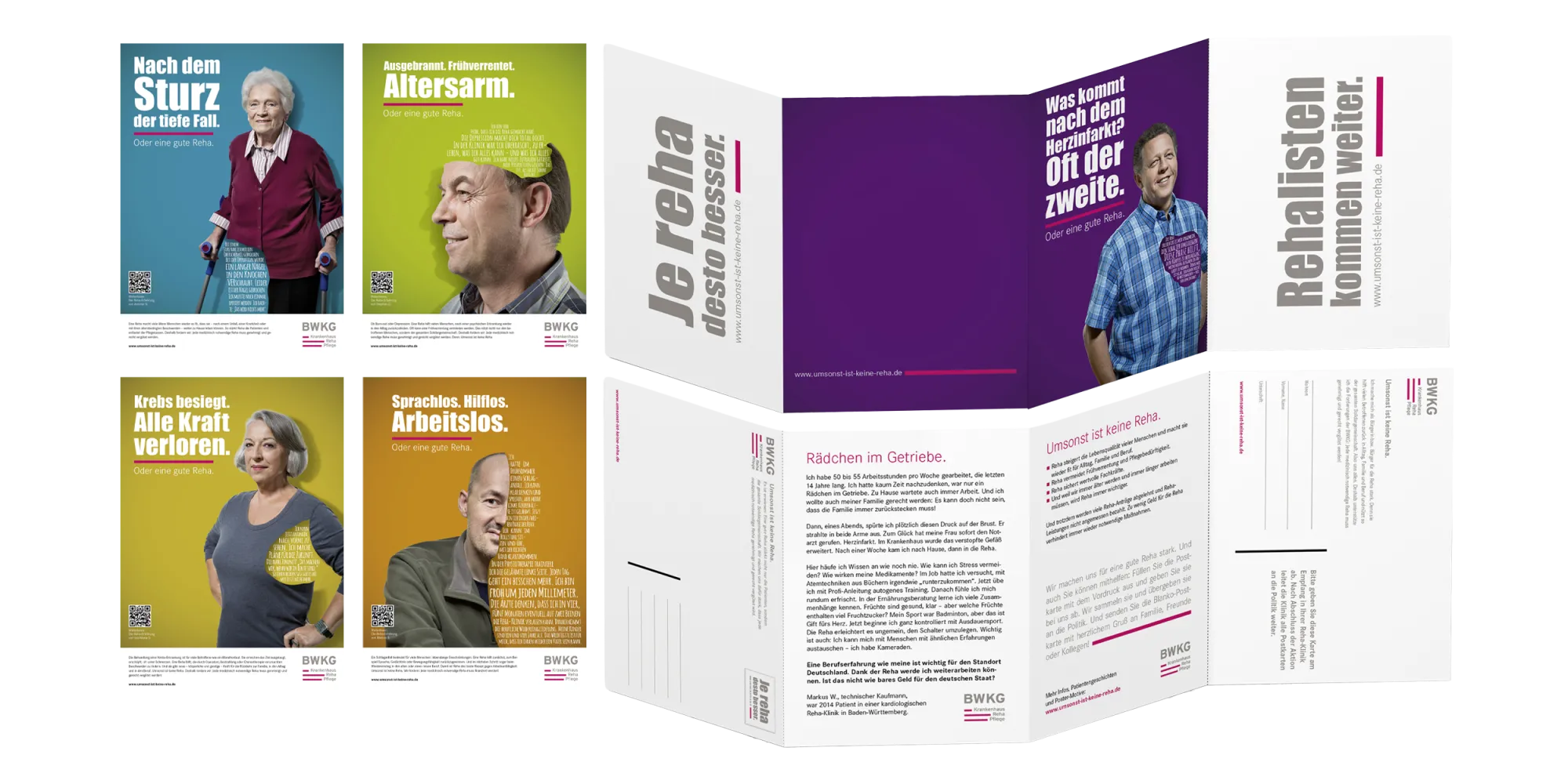 Auszüge aus der Kampagne, u.a. Plakate und eine Patienten-Faltkarte