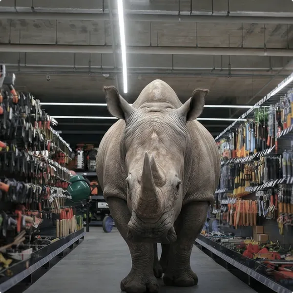 Ein Nashorn im Baumarkt