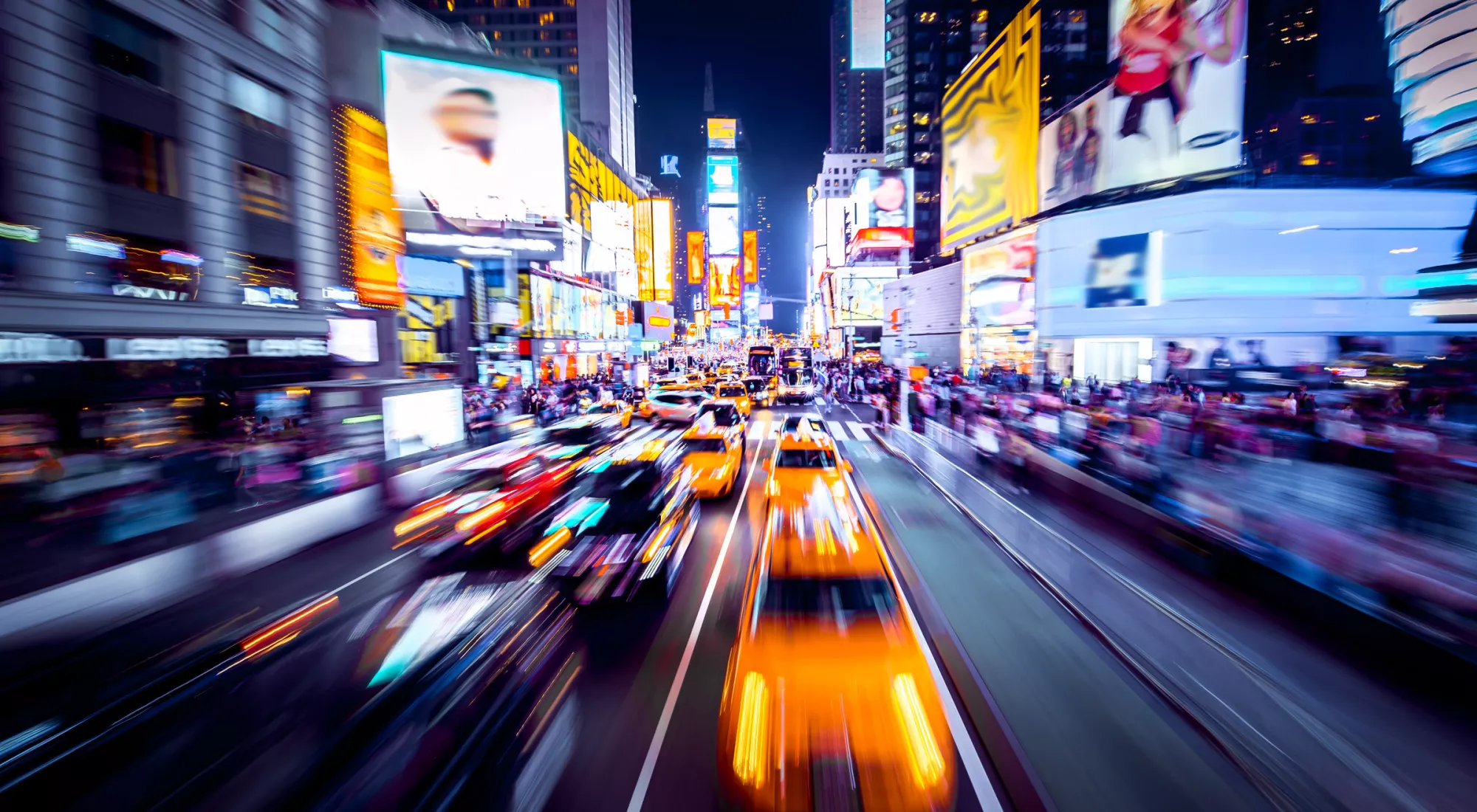 Taxi in New York at night