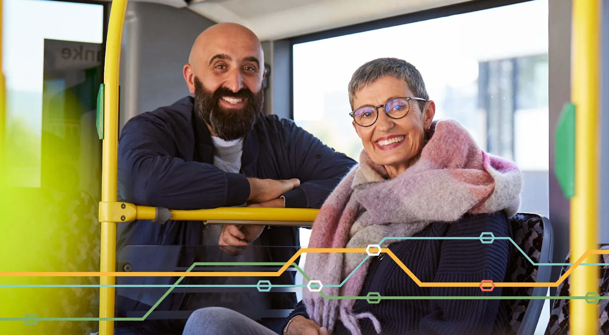 Ein Mann und eine Frau im Bus.